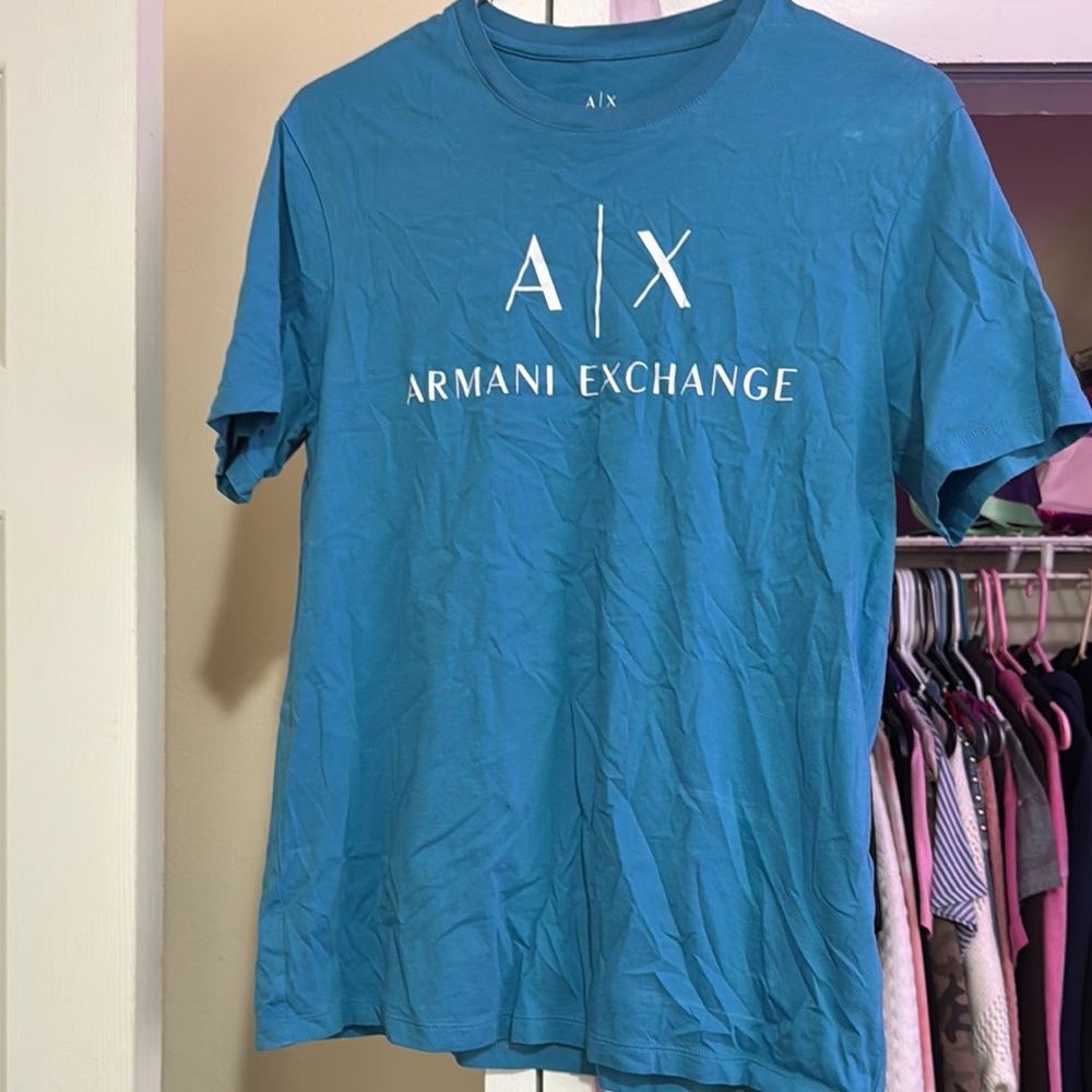 Armani Exchange Blue Short Sleeve Tee Crew Neck